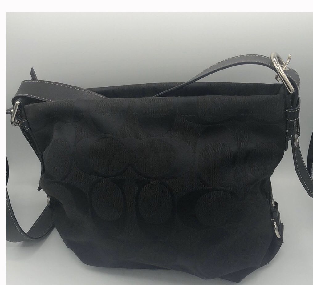 Coach - Midsized Black Cloth Monogram purse