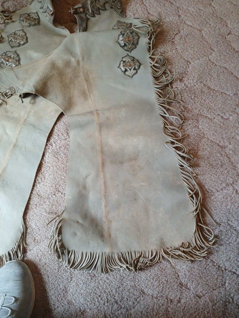 Vintage Pair Of Western Leather Chaps