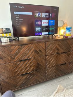 Six drawer brown wooden dresser