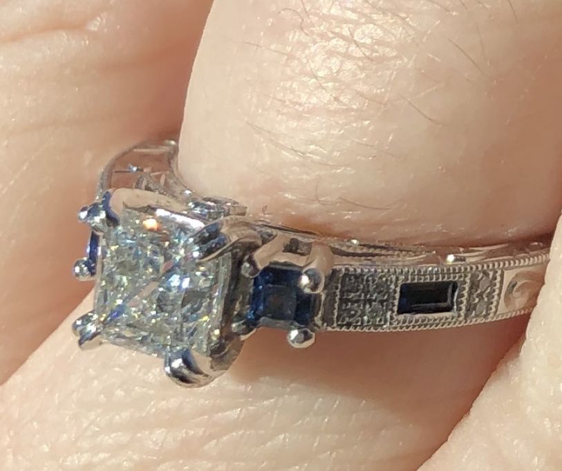 Flawless Clolorless Kirk Cara  GIA Inscribed Diamond And Sapphire Ring