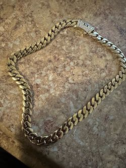 14k Yellow Gold Cuban Link Chain Necklace 16in Box Closure Pre-owned Excellent