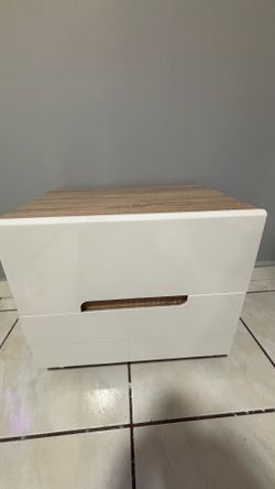 night stand white and wood
