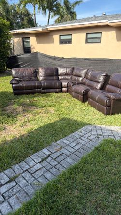 Leather sectional sofa 5 pieces
