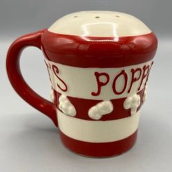Red & White Vintage Ceramic Popcorn Seasoning Salt Shaker Look Whats Poppin