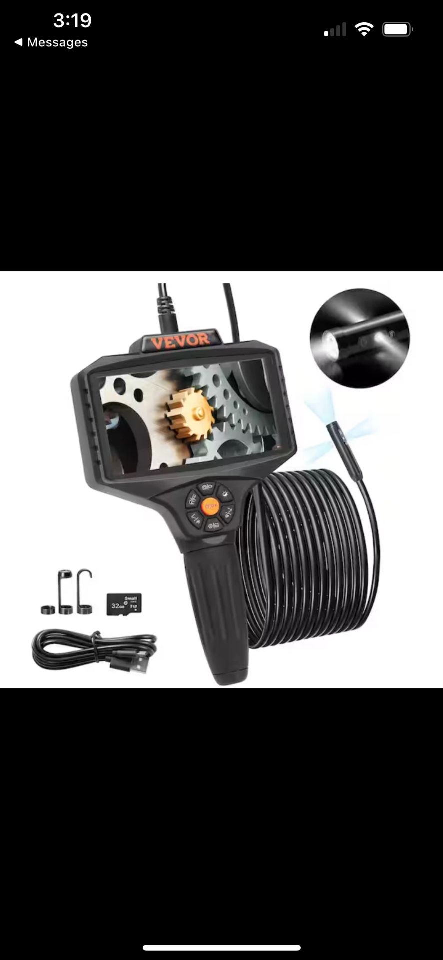 VEVOR Triple Lens Endoscope Inspection Camera 5 in. Screen & 16.5 ft. Cable