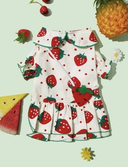 Strawberry Print Pet Dress