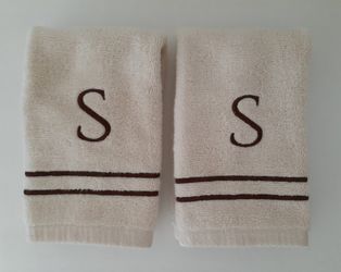 Pair Of Monogrammed Hand Towels ~ "S"