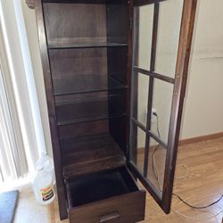 Curio Cabinet - 4 Shelves With A Pull Put Drawer On The Bottom