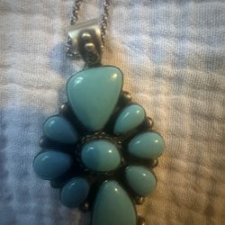 STERLING SILVER NATIVE AMERICAN SW BIG TURQUOISE 