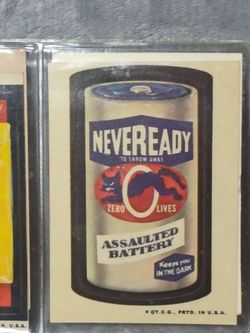 Wacky Packages Neveready Assaulted Battery Sticker Card