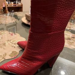 Red Leather Boots Size 7