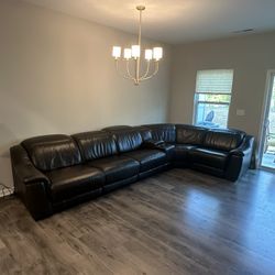 Italian brown leather sectional couch