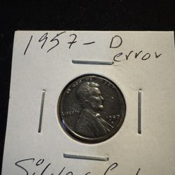 Wheat Penny 1957 D  Error Silver Color