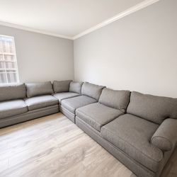 Large 4-Piece Cindy Crawford Home Sectional Sofa – Gray/Taupe