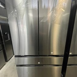 Samsung Bespoke 4 Door Refrigerator With Beverage Center In Stainless Steel 