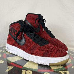 Nike Shoes University Red Black Air Force 1 Ultra Flyknit Mid NYC Men’s Sz 11.5