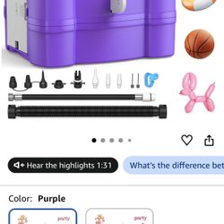 Electric Balloon Pump Inflator Kit – Purple | Multi-Nozzle Air Pump for Parties & Decorations
