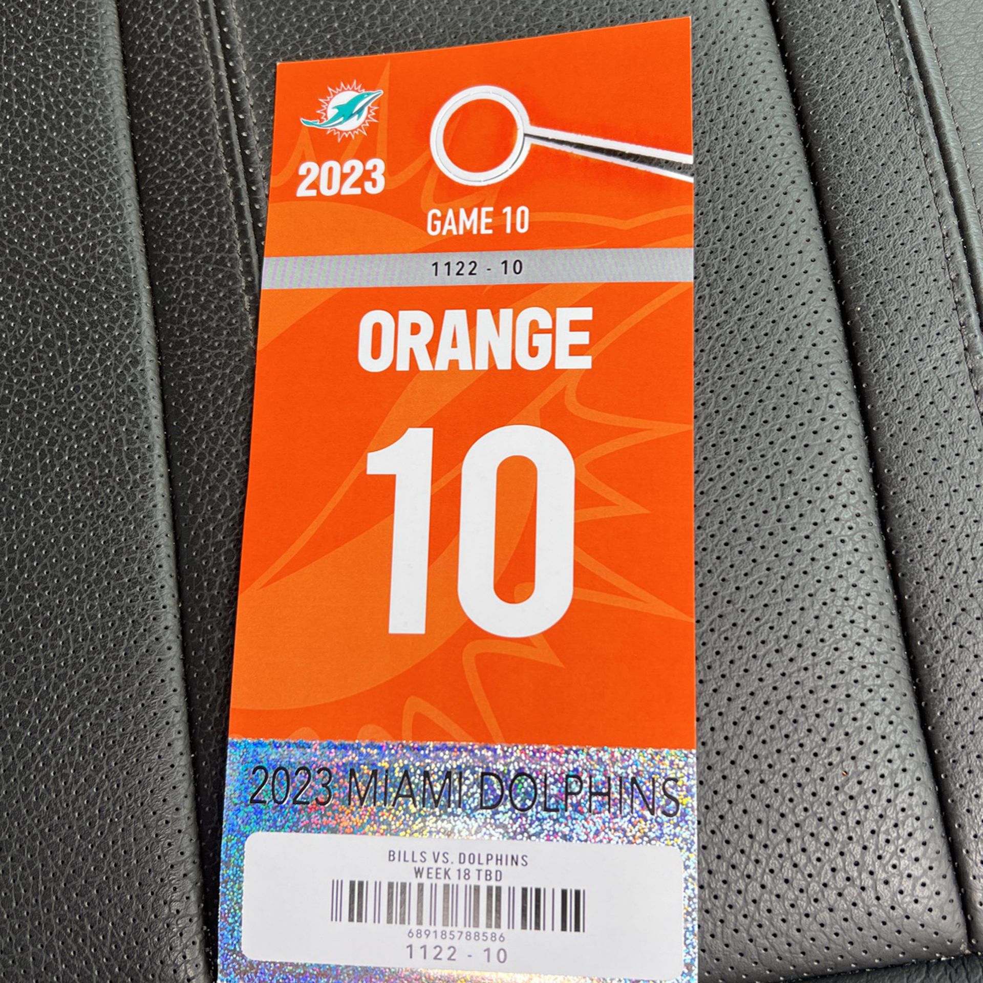 Miami Dolphins Orange Parking Pass 