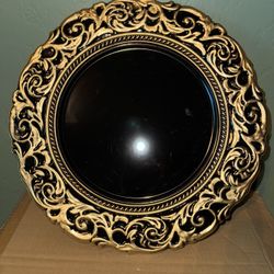 Charger Plates *Used Once* 14” Vintage Black & Gold Baroque Rim