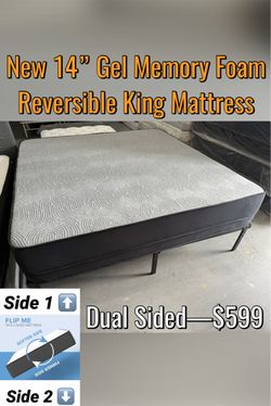New 14” Gel Memory Foam Reversible King Mattress