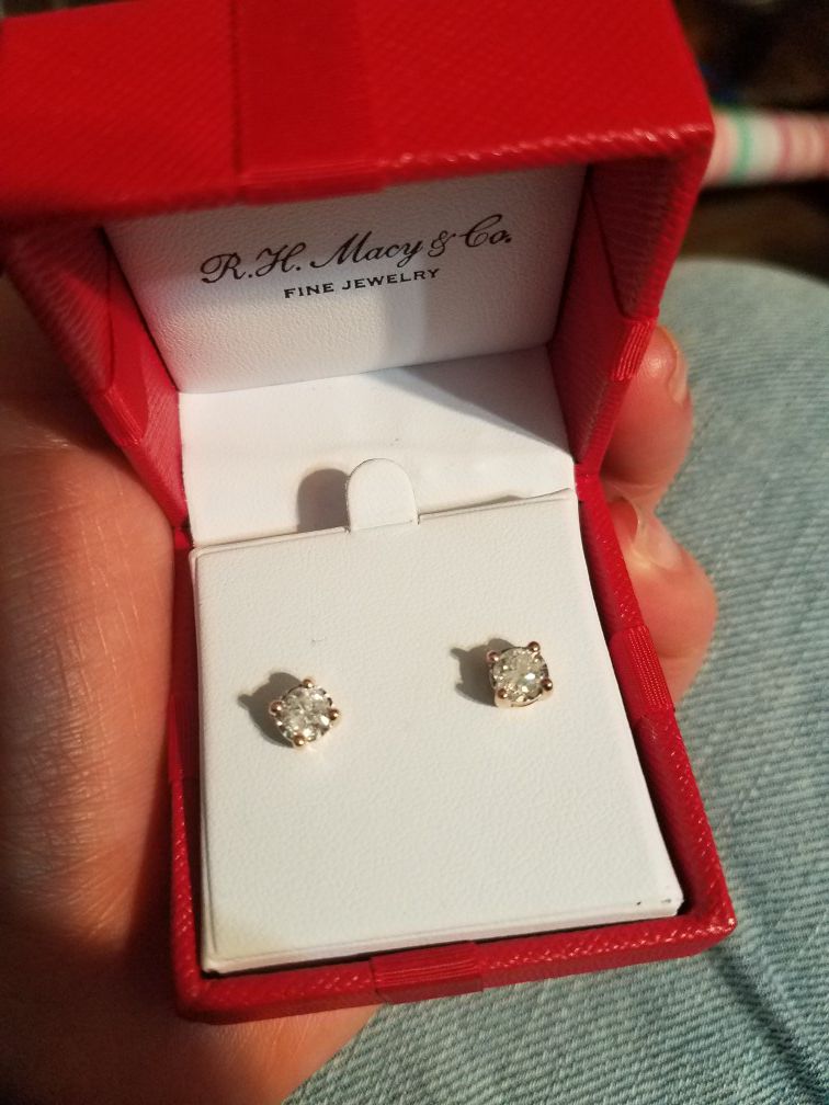 Earrings diamond and gold 14k