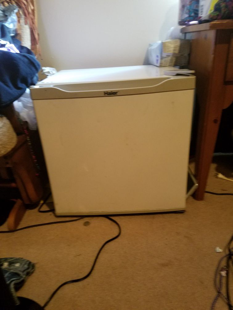 White mini fridge in great condition