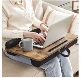 Lap Desk, Cushioned Bed Tray, Rustic Brown