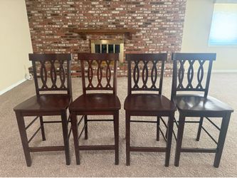 Set of 4 Solid Wood Counter Height Bar Stools – Espresso Finish