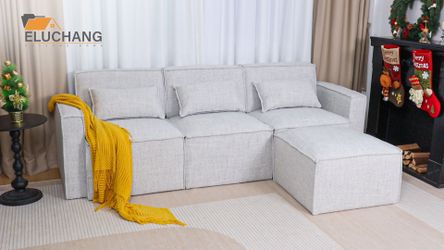 93" 3 SEATER SOFA WITH OTTOMAN