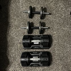 Work out bench and dumbbells