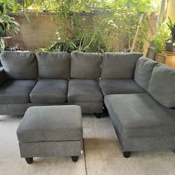 Comfortable Grey Corner Sofa Couch Set