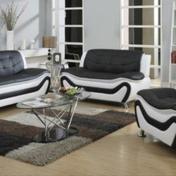 Black/White 3-piece Sofa Set 