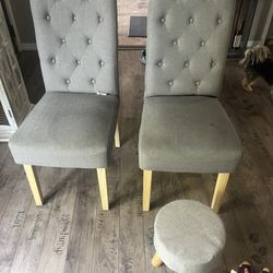 Two Chairs And Ottoman 