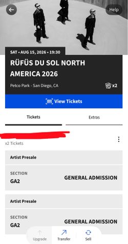 Rufus Du Sol Tickets Floor (Petco Park, SD)