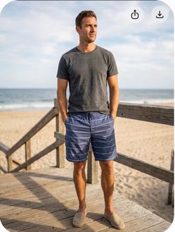 J crew swim shorts for men size 29  navy blue and white color