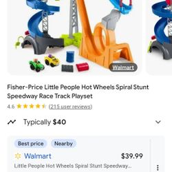 $$$20 $$$  FISHERPRICE  3 FOOT HIGH HOT WHELL CAR DOUBLE RAMP SPIN MIDDLE AND TABLE & CAR CARAGE & DUMP TRUCK DOUBLE