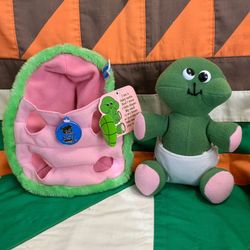 Vintage Dakin Baby Turtle Theobald Removable Shell Diaper Stuffed Plush Toy 1984