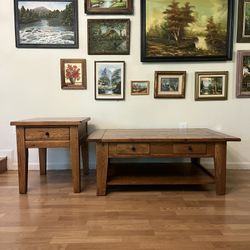 Solid wood Coffee table and 2 end tables