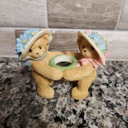 Vintage 2003 The Cherished Teddies Club Bear Figurine Vase Holder