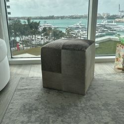 Cowhide Poof Ottoman 