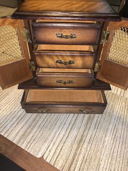 Antique music box jewelry holder cabinet with dressers