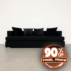 Modern Black Custom Sofa with Steel Block Legs – 90” Wide Contemporary