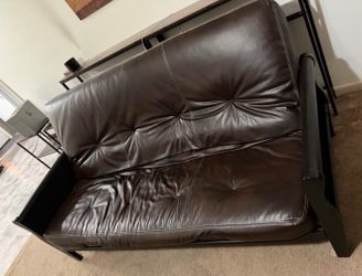 Dark Brown Futon - Sofa Couch Foldout Bed