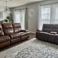Ashley furniture leather recliner sofa and loveseat set