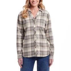 NWT Weatherproof Classic-Fit Long-Sleeve Lightweight Plaid Flannel Green Small