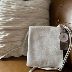 Giani Bernini Genuine Leather Cream Crossbody Bag