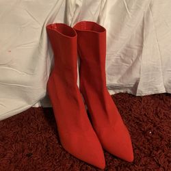 Size 7 Red Heal Boots, Like New, Worn Once :