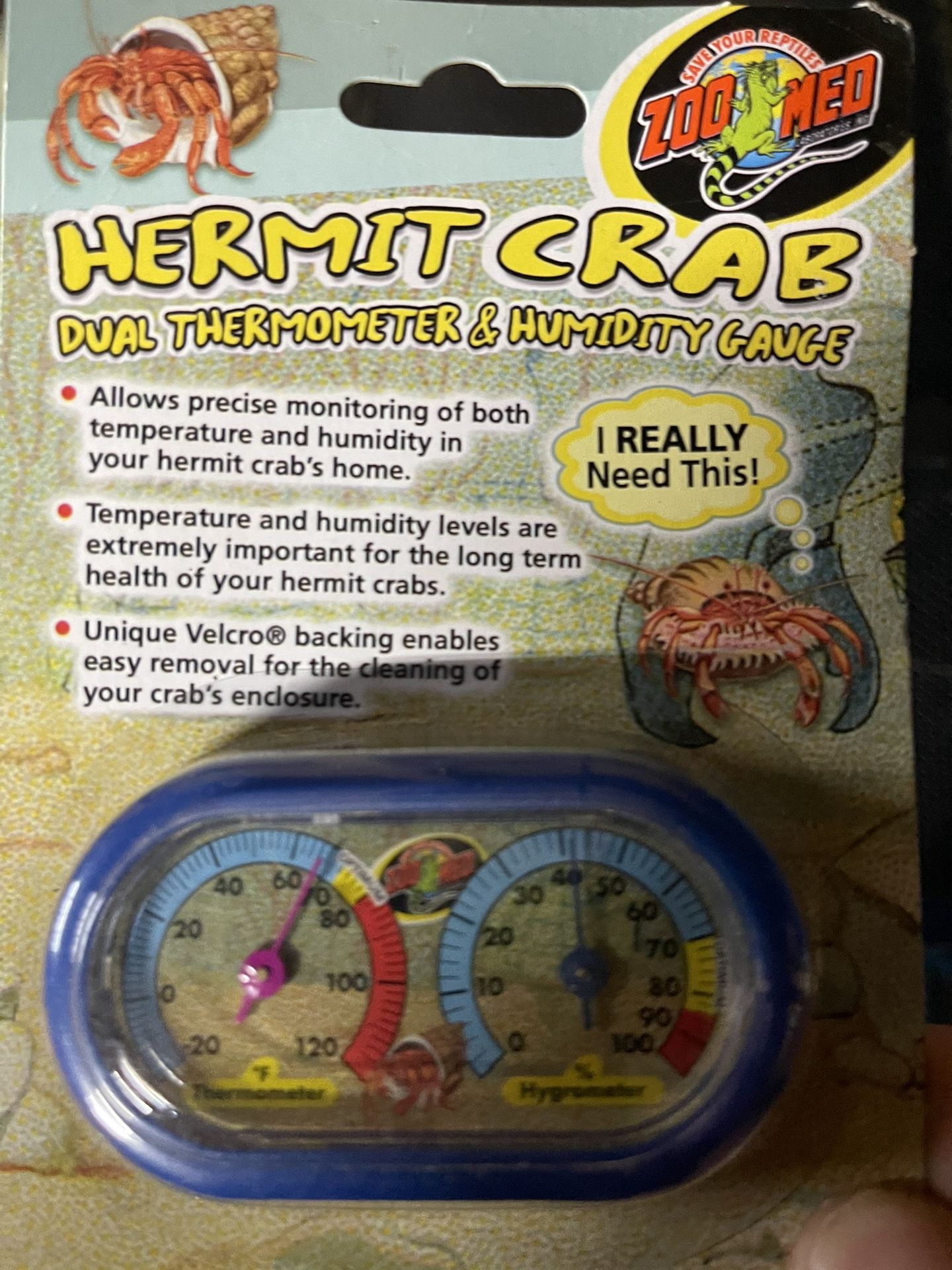 Hermit Crab Duel Thermometer And Humidity Gauge 