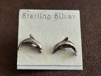 Sterling Silver Earrings—2 Dolphins 