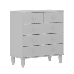 Buzz & Bloom Large Kids 5-Drawer Wood Dresser Chest for Bedrooms, Gray